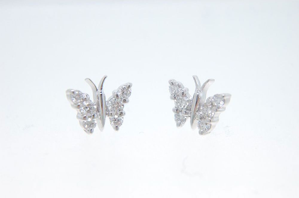 Gold and brilliant-cut diamonds earrings - Medium Butterflies collection